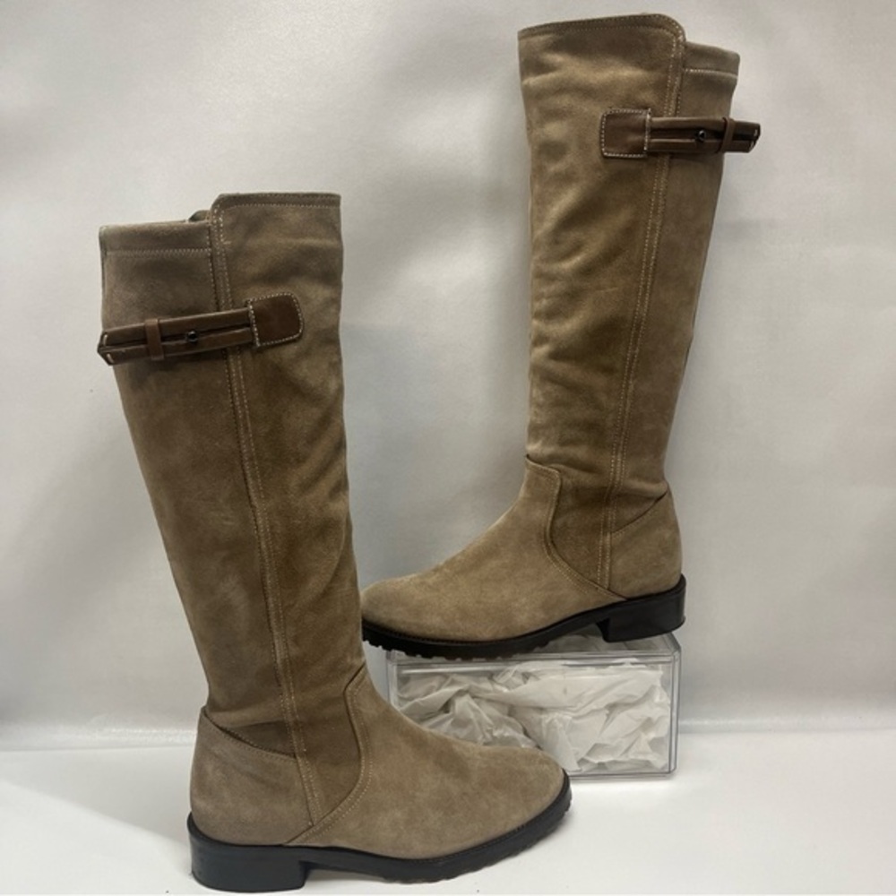 Romona Made in Italy Suede‎ Riding boot knee high beige SZ ERU 36 US 7